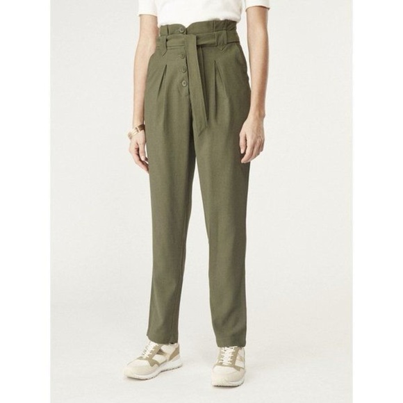 Naf Naf Olive High-Waisted Women's Pants - Picture 1 of 2